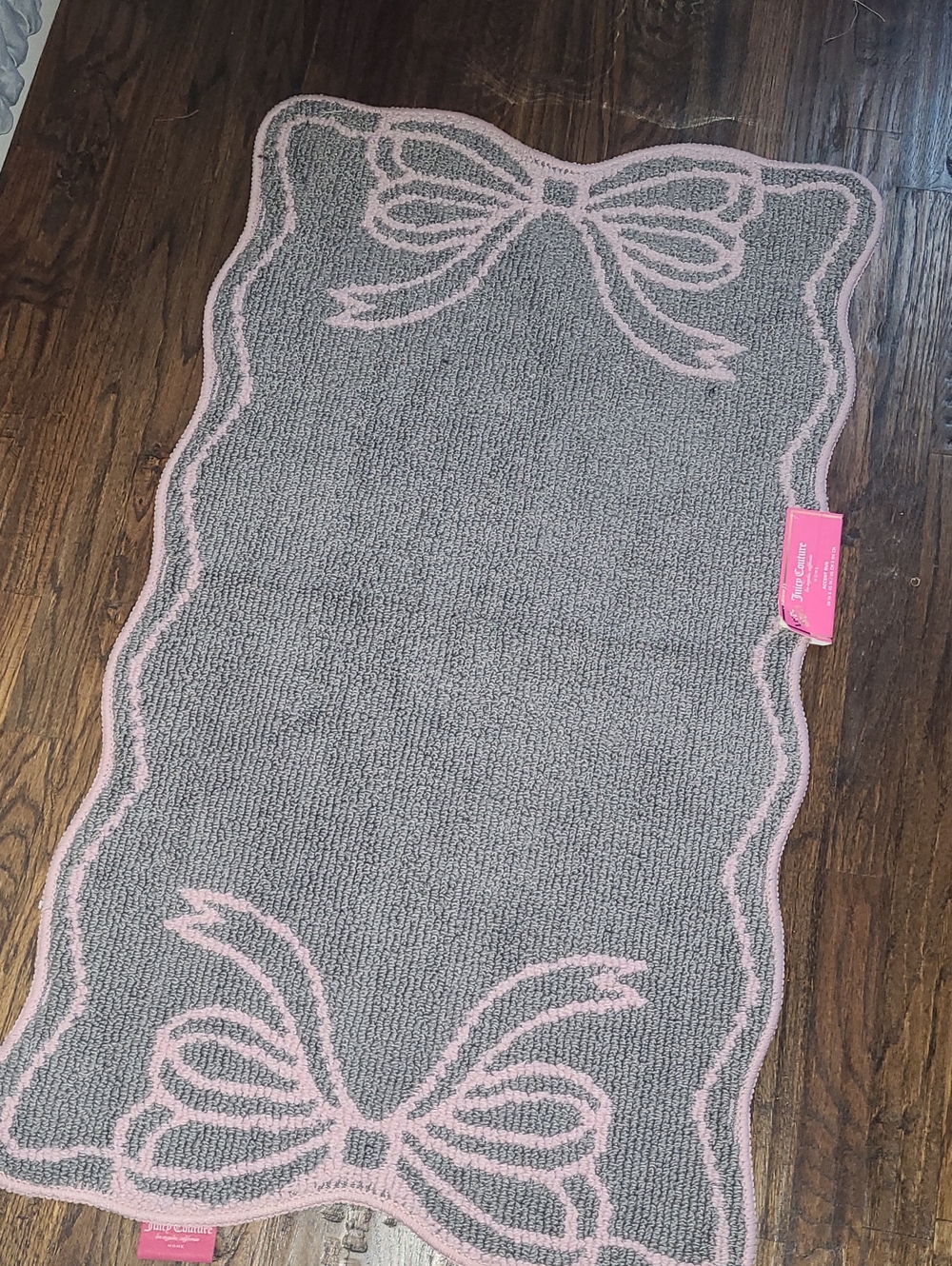 JUICY COUTURE Gray and Pink Bow Accent Rug - Home Accents - 43x24"